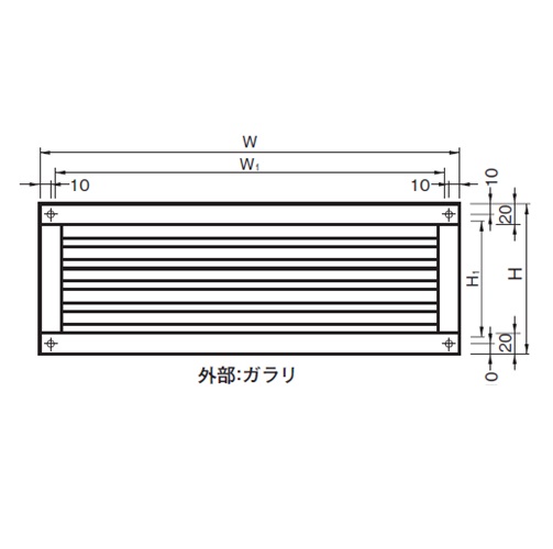 スギカウ / 鉄ドア用ガラリDS6018 網付