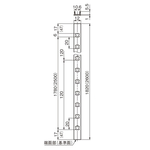 スギカウ / アルミ棚柱 AP-DH1820BZ 掘込み