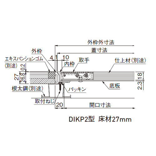 スギカウ / ダイケン 鋼製下地用床点検口 KDIKP2-606 鍵付