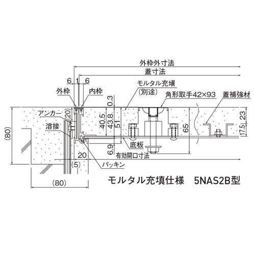 スギカウ / 床点検口 アンダーハッチ 5NAS2 60B型 モルタル用