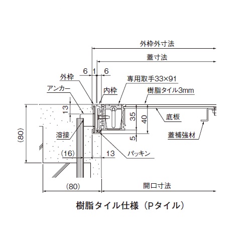 スギカウ / 床点検口 アンダーハッチ K4HA2 45 鍵付きタイプ