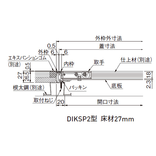スギカウ / ダイケン 鋼製下地用床点検口 KDIKSP2-460 錠付