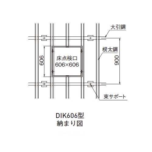 スギカウ / ダイケン 鋼製下地用床点検口 KDIKSP2-606 錠付