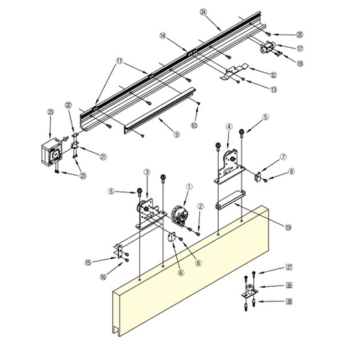 スギカウ / スライディングクローザーアルミドア内蔵型水平式 NSC-CA48-22