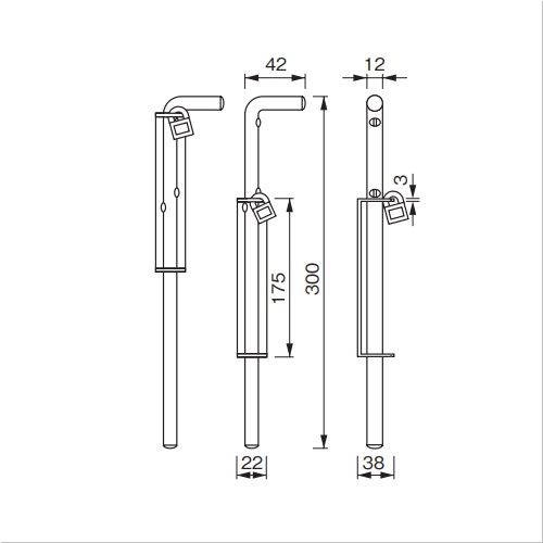スギカウ / 施錠タイプ 12X300 4-511 スチール製木製用・鉄扉用