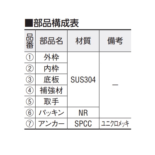 スギカウ / 中部 ステン フロアーハッチ MS-1-ML 600