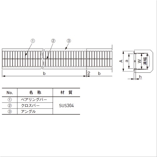スギカウ / SUS グレーチング U字溝用 CSNU15-9 P=15