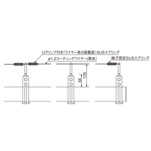 スギカウ / アルティマ防鳥ワイヤー支柱 ワイヤー1段 パイプ用