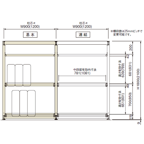 スギカウ / タイヤラック SSTR-U127 追加タイヤ受 D721 W1200