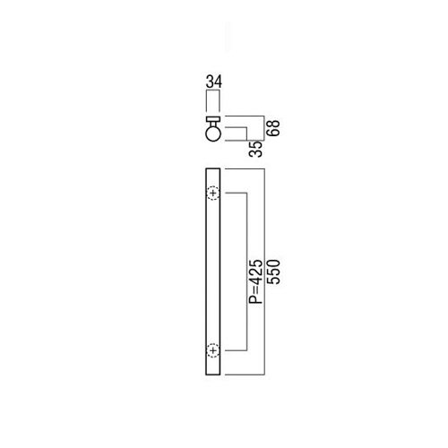 スギカウ / ユニオン ドアハンドル G25-35-050 L550