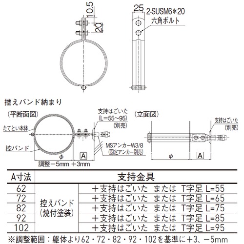 スギカウ Al縦樋 140用 控えバンド ステンカラー
