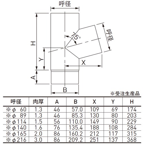 スギカウ / AL縦樋 60用 Y字管75 シルバー