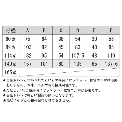 スギカウ / AL縦樋 60用 自在ドレン シルバー