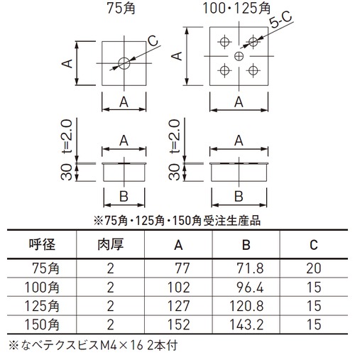 スギカウ / AL縦樋 T字管キャップ 150角 シルバー