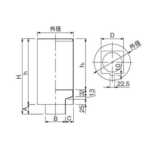 スギカウ / アルトイ 埋設管メンテ用スライド管 角型(本体丸型
