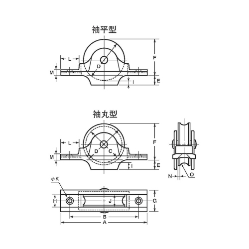 スギカウ / RJC0603 ヨコヅナローラー戸車 60袖平 (赤枠鋳物)
