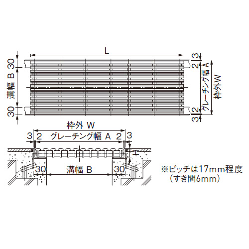 スギカウ / 屋内外兼用 ノンスリップ樹脂グレーチング 逆目 GNN-20W250