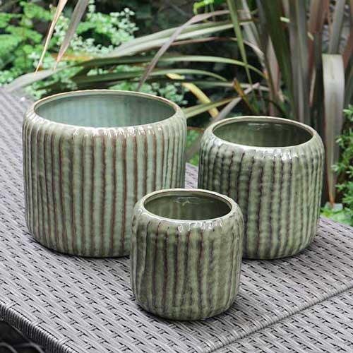 スギカウ / SERAX(セラックス) リブスワンプポット Φ15.5×H14.5cm グリーン