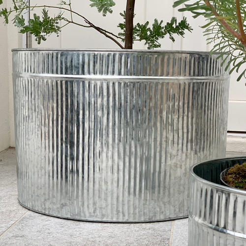 アンティーク ブリキ鉢カバー4点セット　フランス　蚤の市 ブリキポットカバー ウッドスタンド 2点セット 鉢カバー